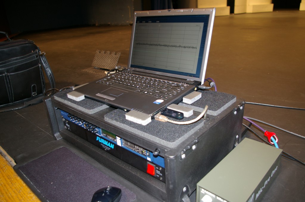 The test computer, audio interface and microphone preamplifier